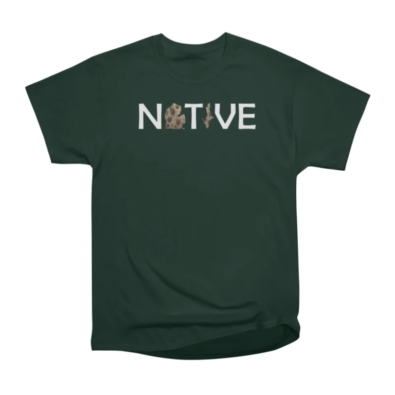 Michigan Native Petoskey Stones shown on a T-shirt