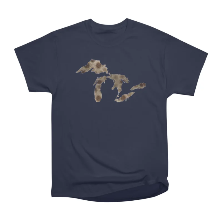 Petoskey Stone Great Lakes (Michigan) shown on a T-shirt