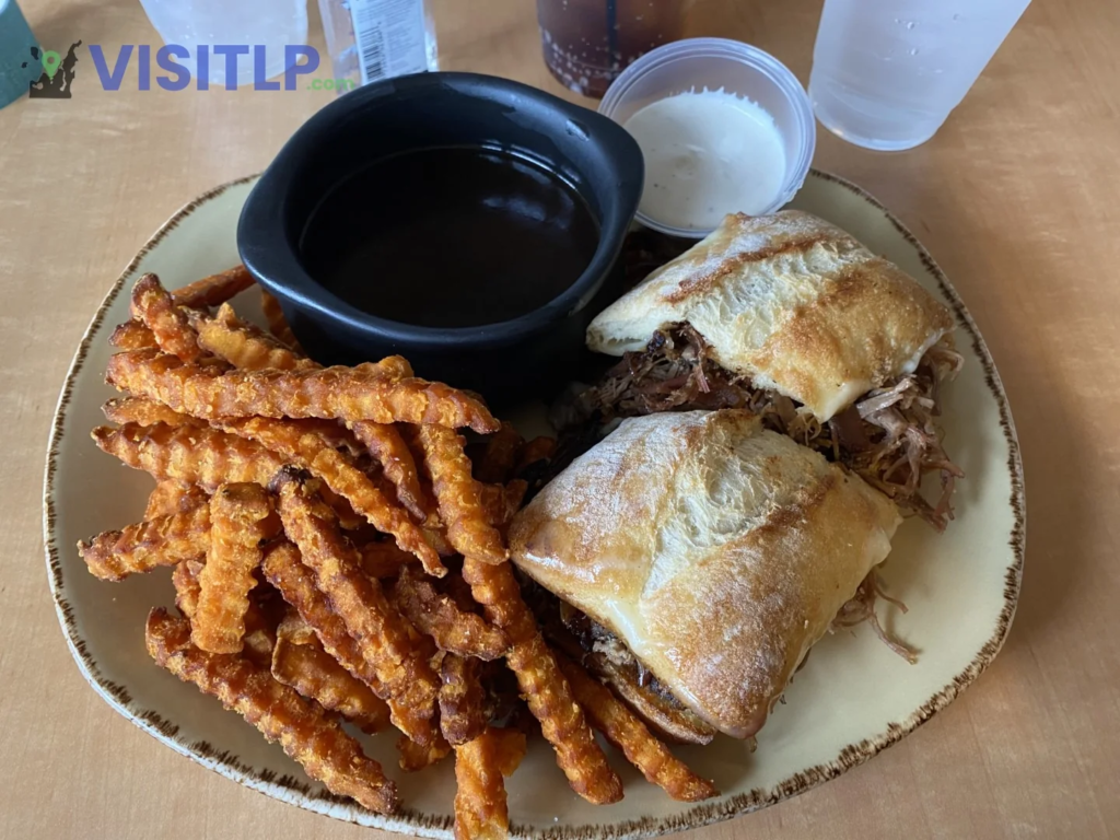 French dip sandwich at The Leland Lodge