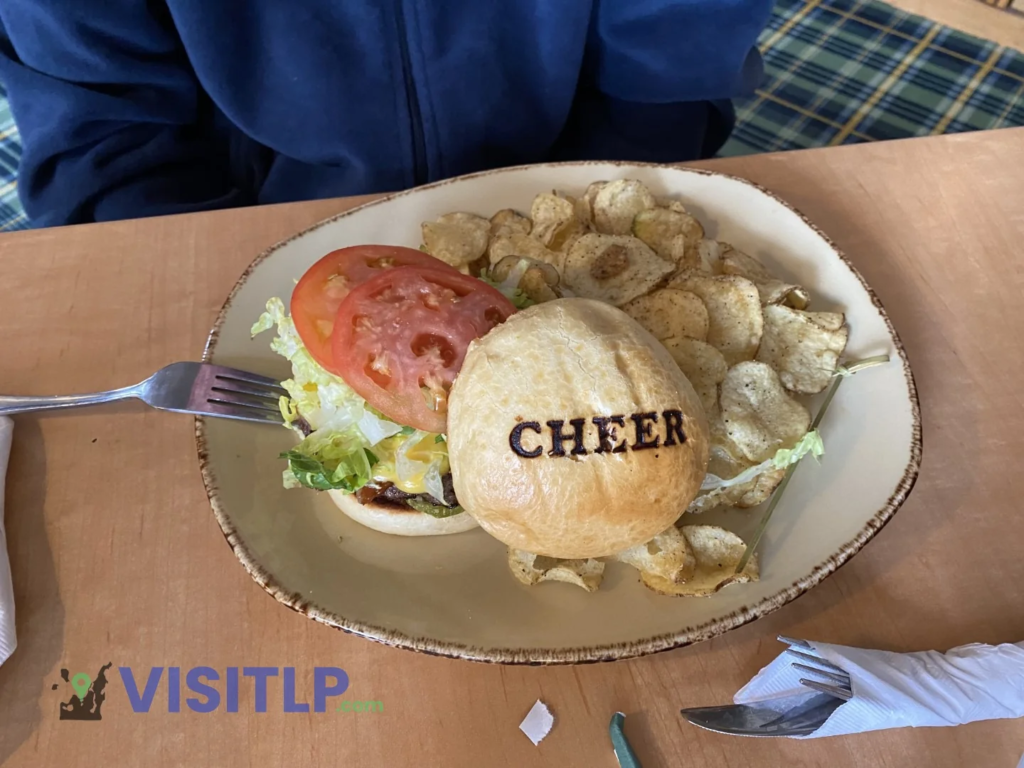 Burger and chips at The Leland Lodge
