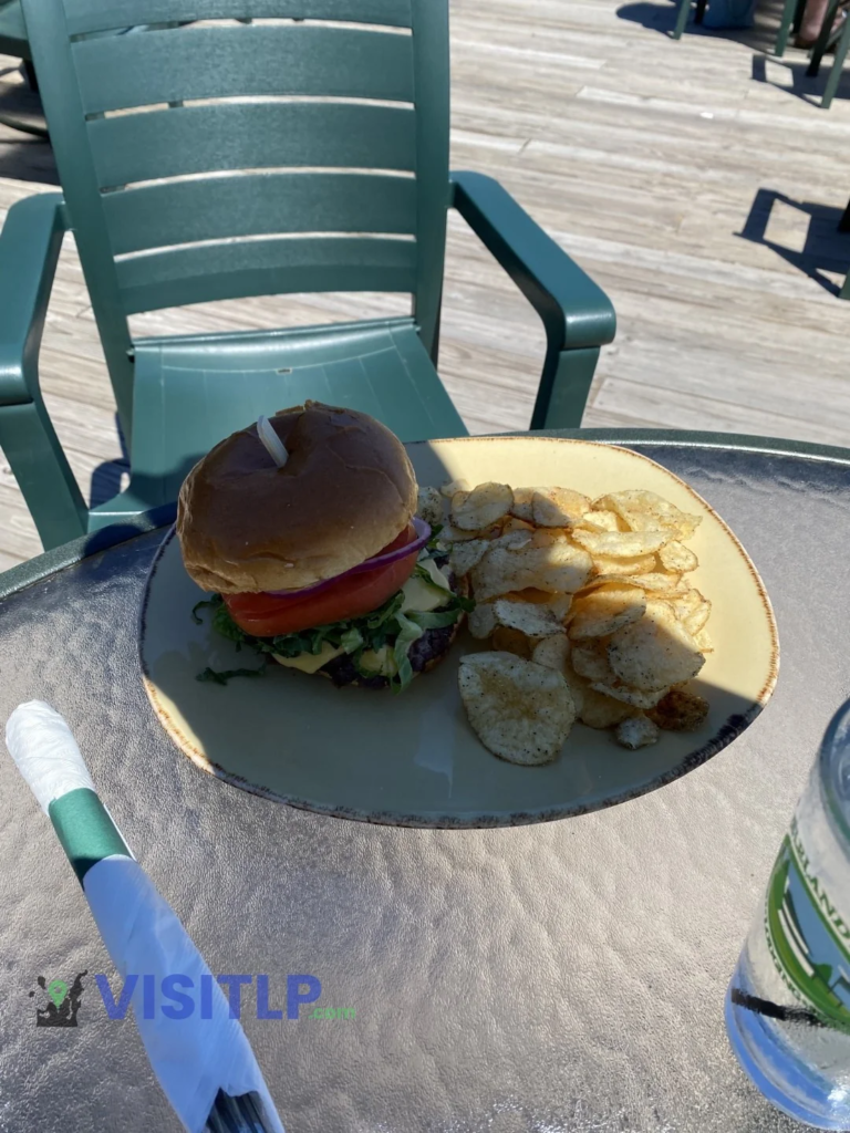 Burger plate at The Leland Lodge